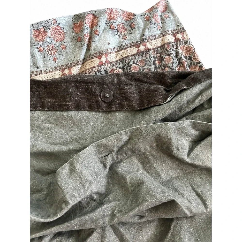 Pottery Barn Duvet Cover Full/Queen Blue Floral Paisley EUC Cotton Linen
